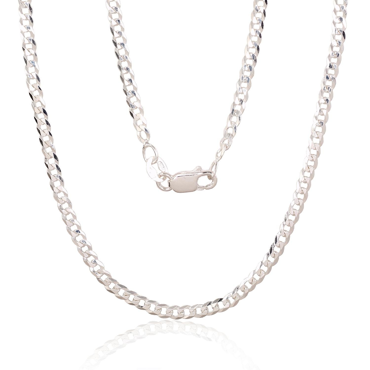 Silver chain Curb 2.5 mm , diamond cut