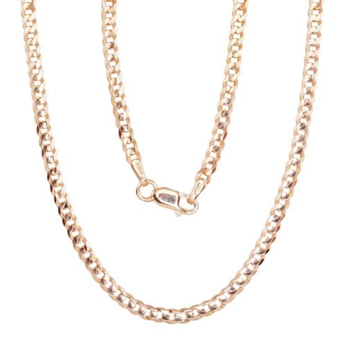 Silver chain Curb 2.5 mm , diamond cut