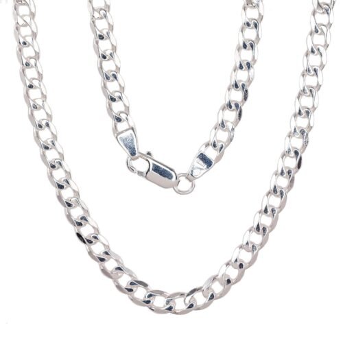 Silver chain Curb 4.1 mm , diamond cut