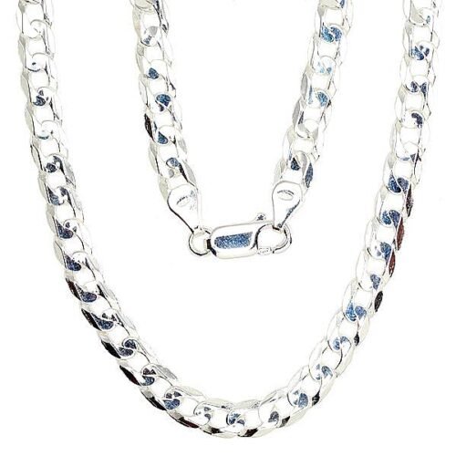 Silver chain Curb 5.9 mm , diamond cut