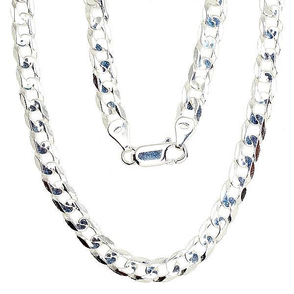 Silver chain Curb 5.9 mm , diamond cut