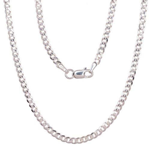 Silver chain Curb 2.5 mm , diamond cut