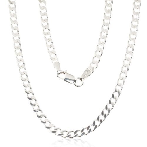 Silver chain Curb 3.5 mm , diamond cut