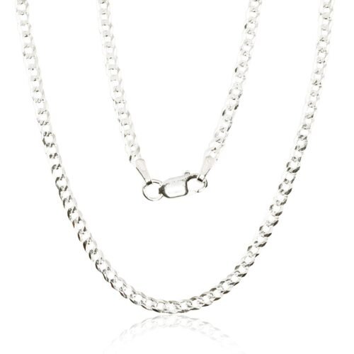 Silver chain Flat Curb 3.8 mm , diamond cut
