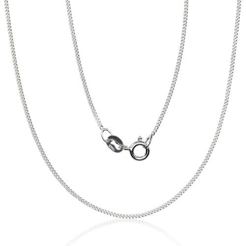 Silver chain Curb 1 mm , diamond cut