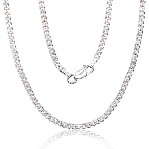 Silver chain Curb 2.2 mm , diamond cut