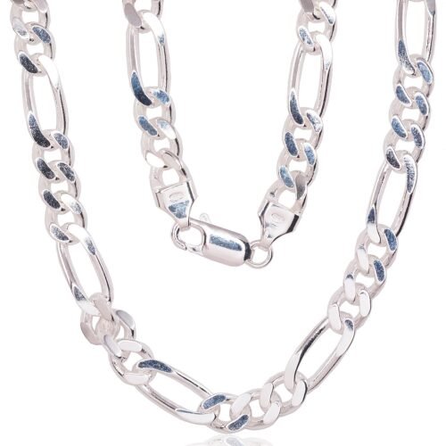 Silver chain Figaro 7 mm , diamond cut