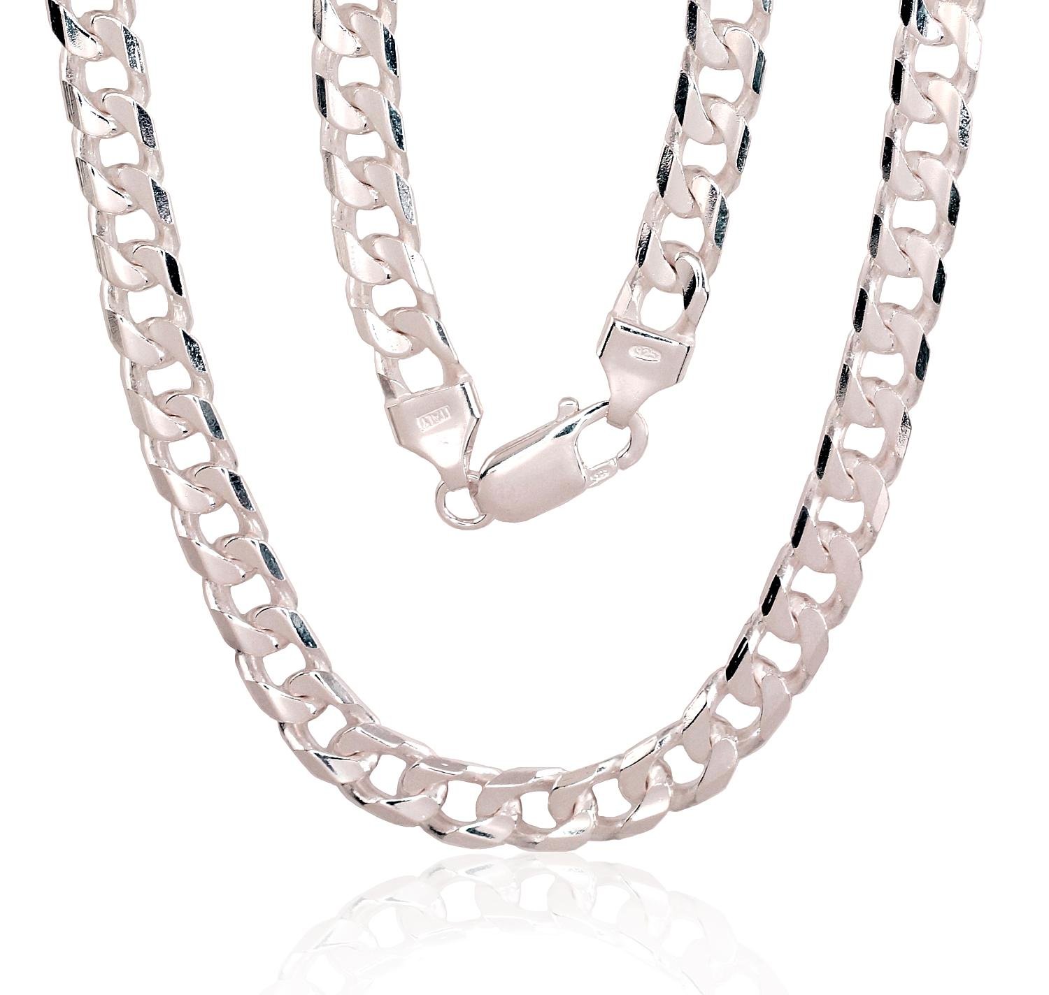 Silver chain Curb 6 mm , diamond cut