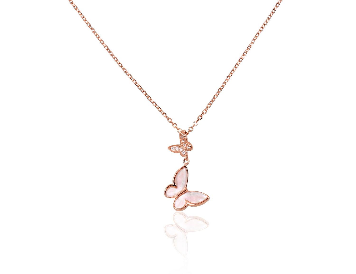 Silver necklace with Zirkons , Mother-of-pearl