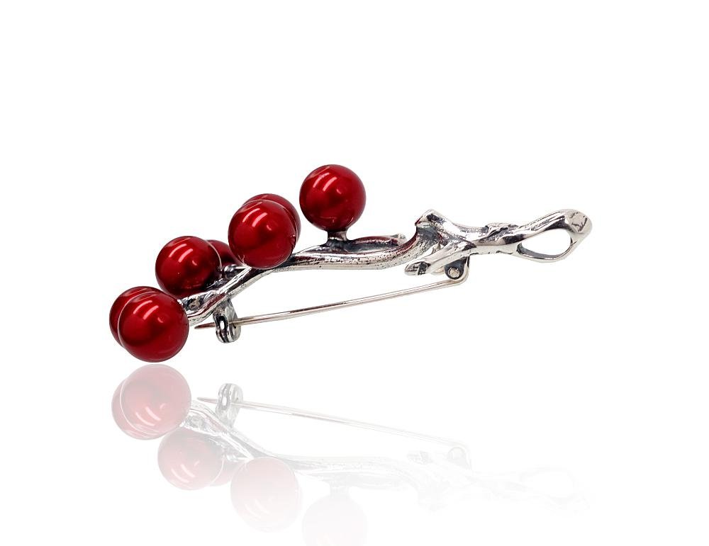 Silver brooch with Fresh-water Pearl (Imitation) - Image 2