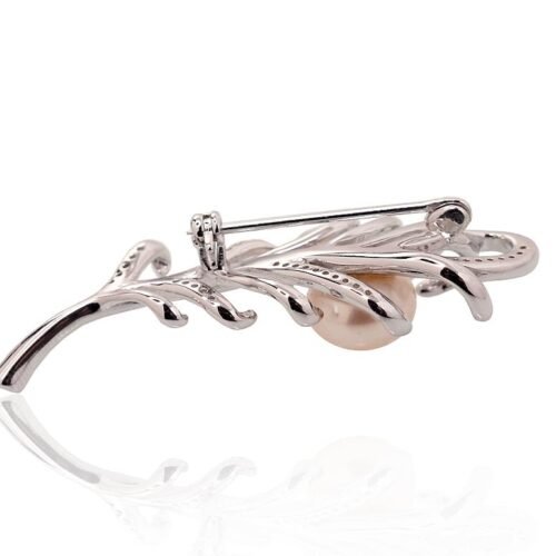 Alternative view of Silver brooch with Zirkons , Fresh-water Pearl