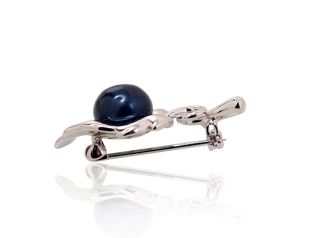 Silver brooch with Fresh-water Pearl - Image 2