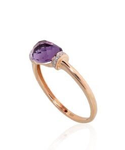 Alternative view of Gold ring with Diamonds , Amethyst