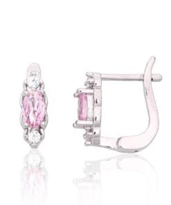 Silver earrings with 'english' lock with Zirkons