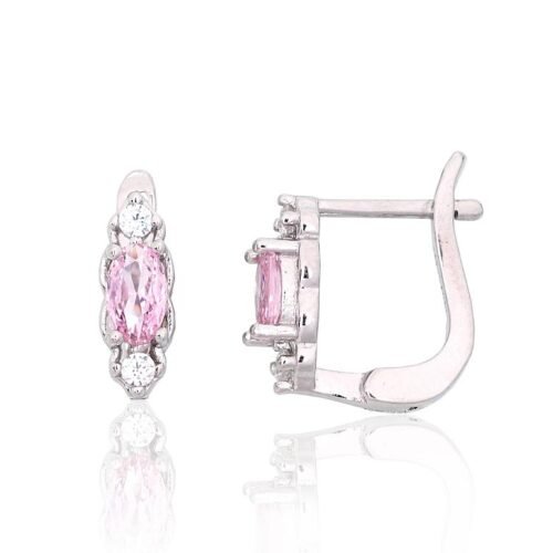 Silver earrings with 'english' lock with Zirkons