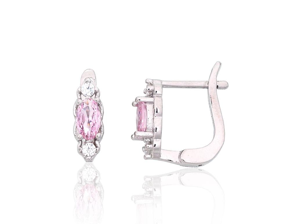 Silver earrings with 'english' lock with Zirkons