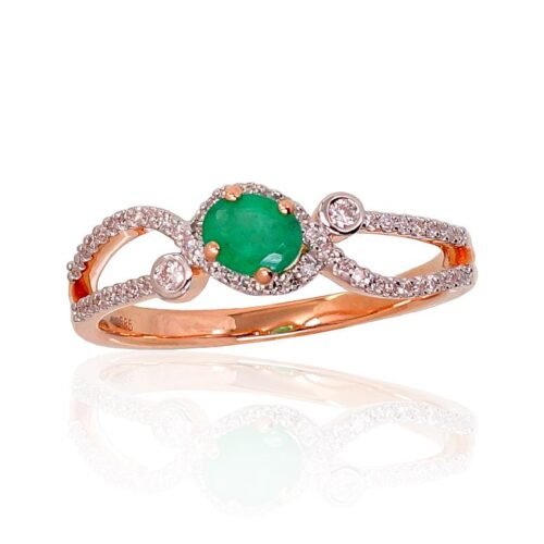 Gold ring with Diamonds , Emerald