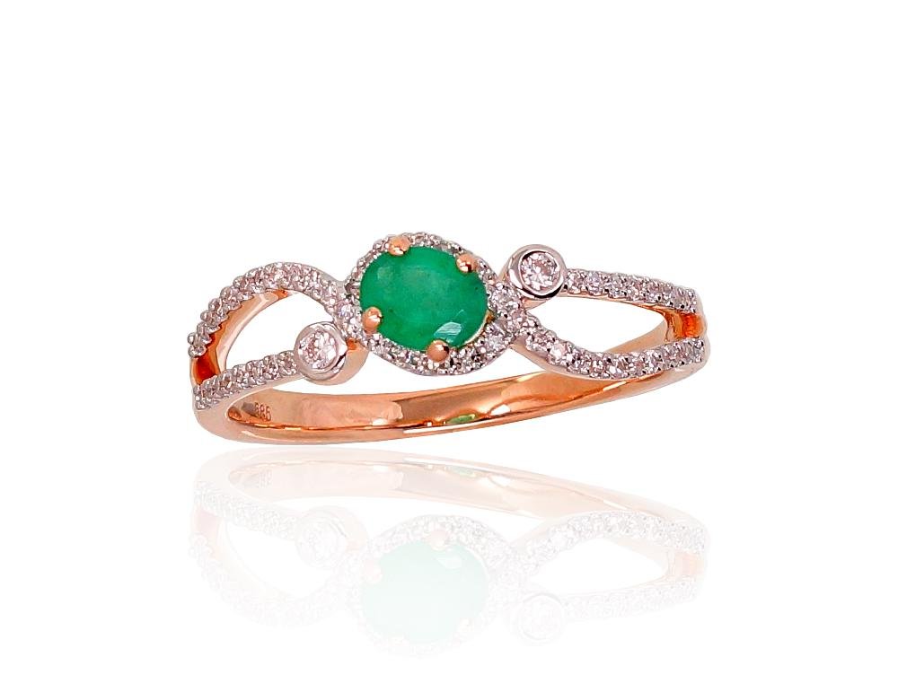 Gold ring with Diamonds , Emerald