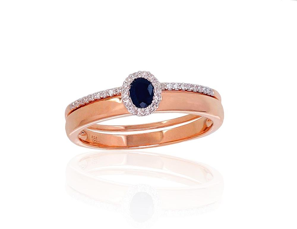 Gold ring with Diamonds , Sapphire