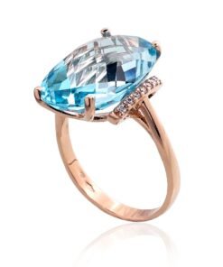 Alternative view of Gold ring with Zirkons , Sky Blue Topaz