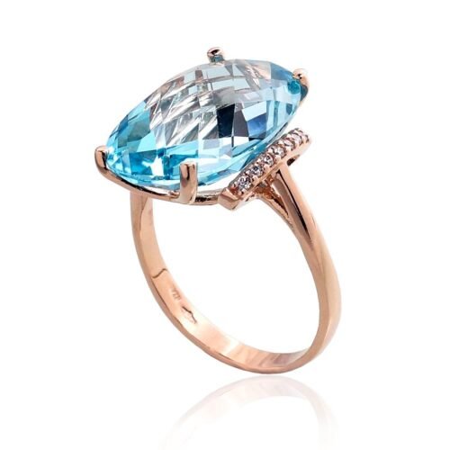 Alternative view of Gold ring with Zirkons , Sky Blue Topaz