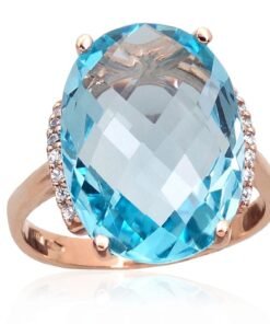 Gold ring with Zirkons , Sky Blue Topaz