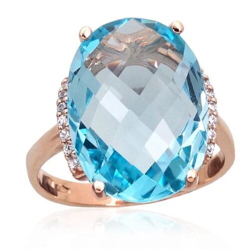 Gold ring with Zirkons , Sky Blue Topaz