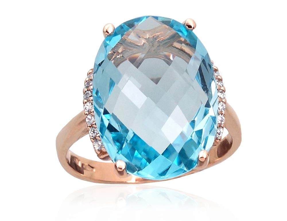 Gold ring with Zirkons , Sky Blue Topaz