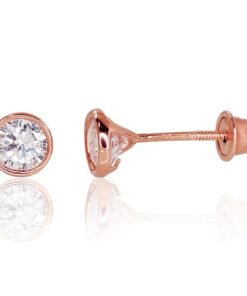 Gold screw studs earrings with Zirkons