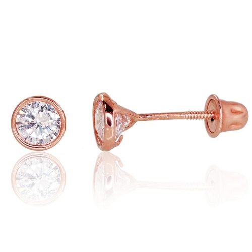 Gold screw studs earrings with Zirkons