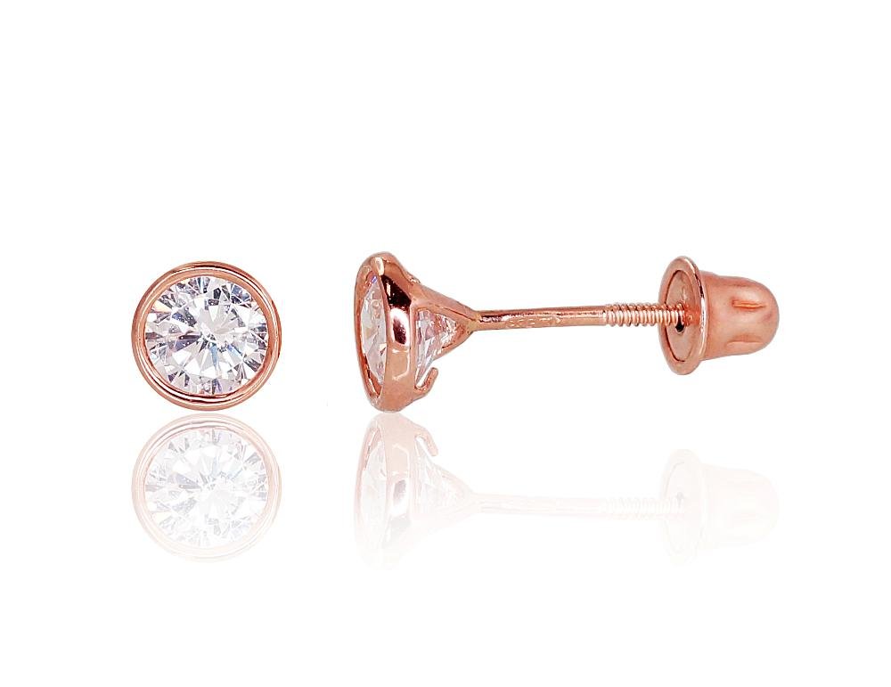 Gold screw studs earrings with Zirkons