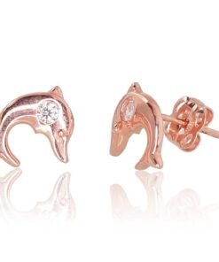 Gold classic studs earrings with Zirkons
