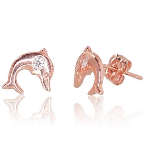 Gold classic studs earrings with Zirkons