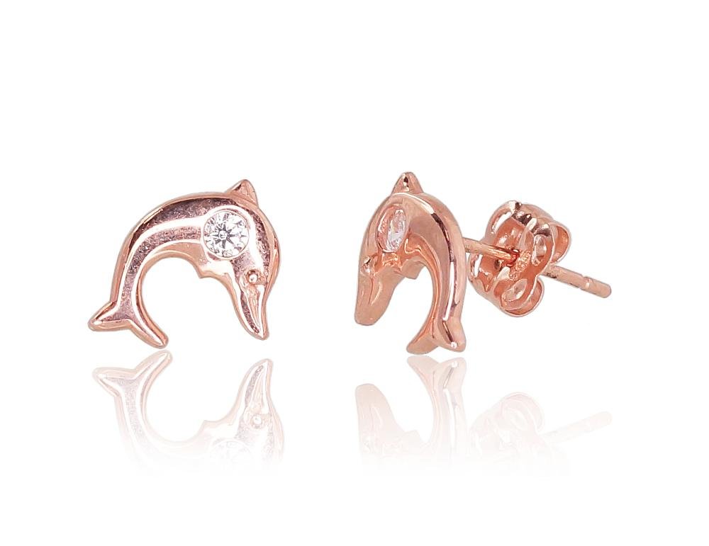 Gold classic studs earrings with Zirkons