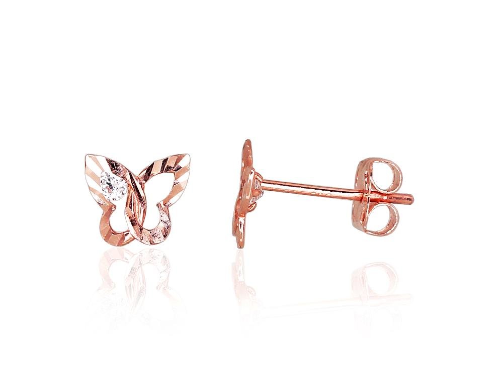 Gold classic studs earrings with Zirkons