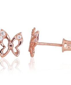 Gold screw studs earrings with Zirkons