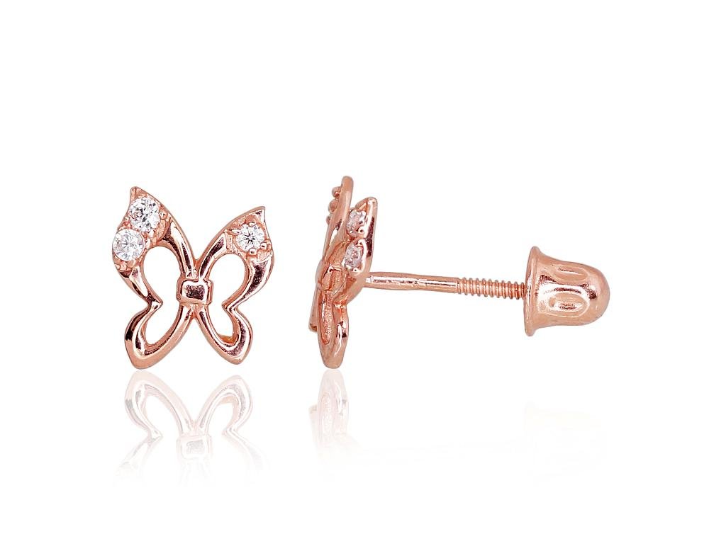 Gold screw studs earrings with Zirkons