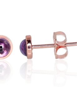Gold classic studs earrings with Amethyst