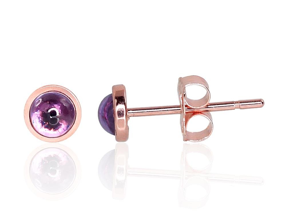 Gold classic studs earrings with Amethyst