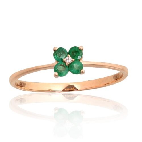 Gold ring with Diamonds , Emerald