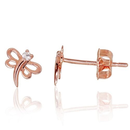 Gold classic studs earrings with Zirkons