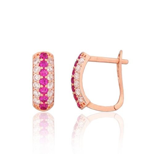 Gold earrings with 'english' lock with Zirkons