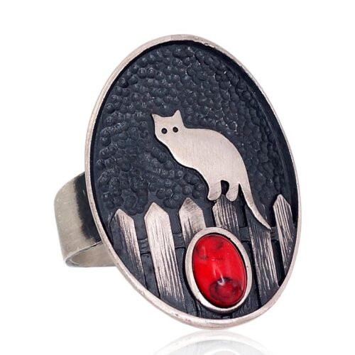 Silver ring with Coral (Imitation)