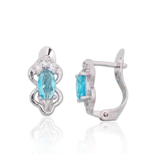 Silver earrings with 'english' lock with Zirkons