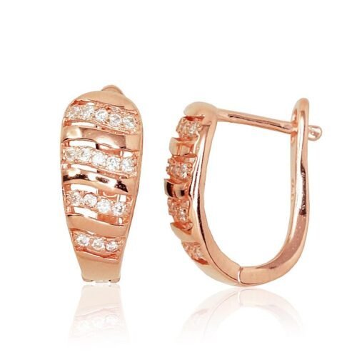 Silver earrings with 'english' lock with Zirkons