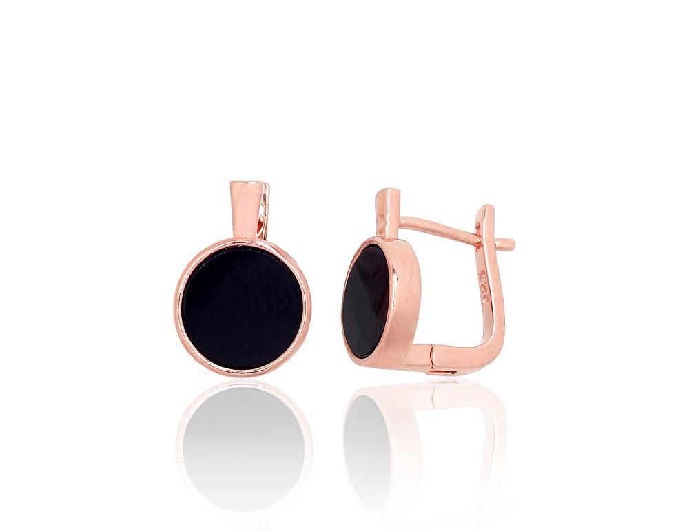 Silver earrings with 'english' lock with Onix