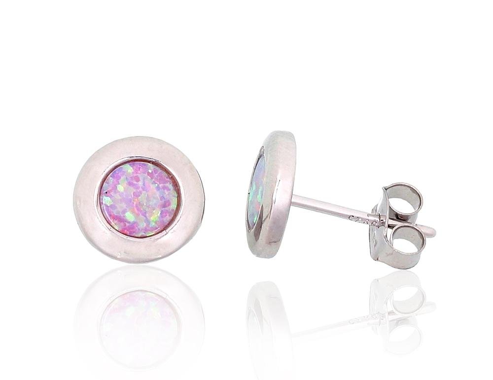 Silver stud earrings with Opalit