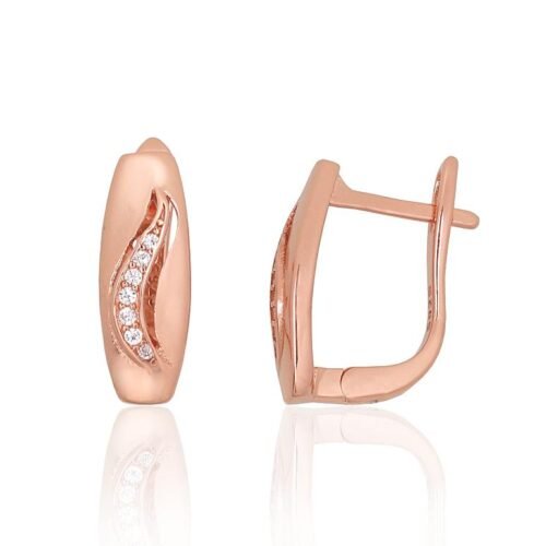 Silver earrings with 'english' lock with Zirkons