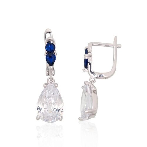 Silver earrings with 'english' lock with Zirkons