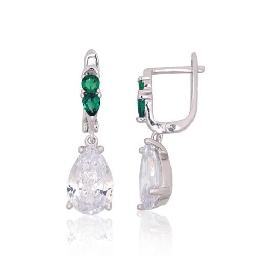 Silver earrings with 'english' lock with Zirkons